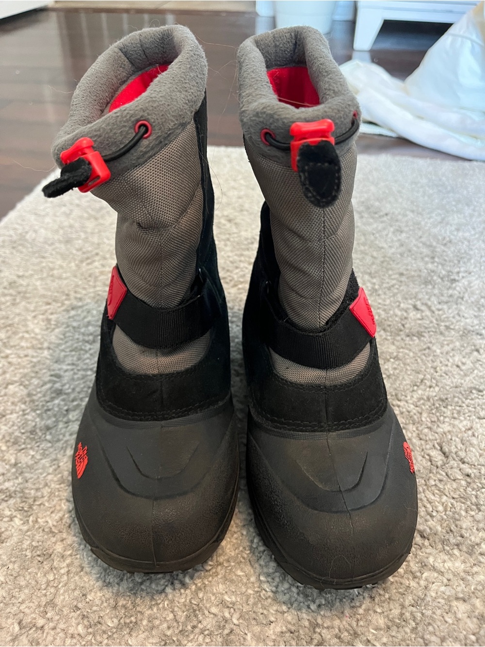 The North Face Kids Black & Gray Snow Boots with Red Accents